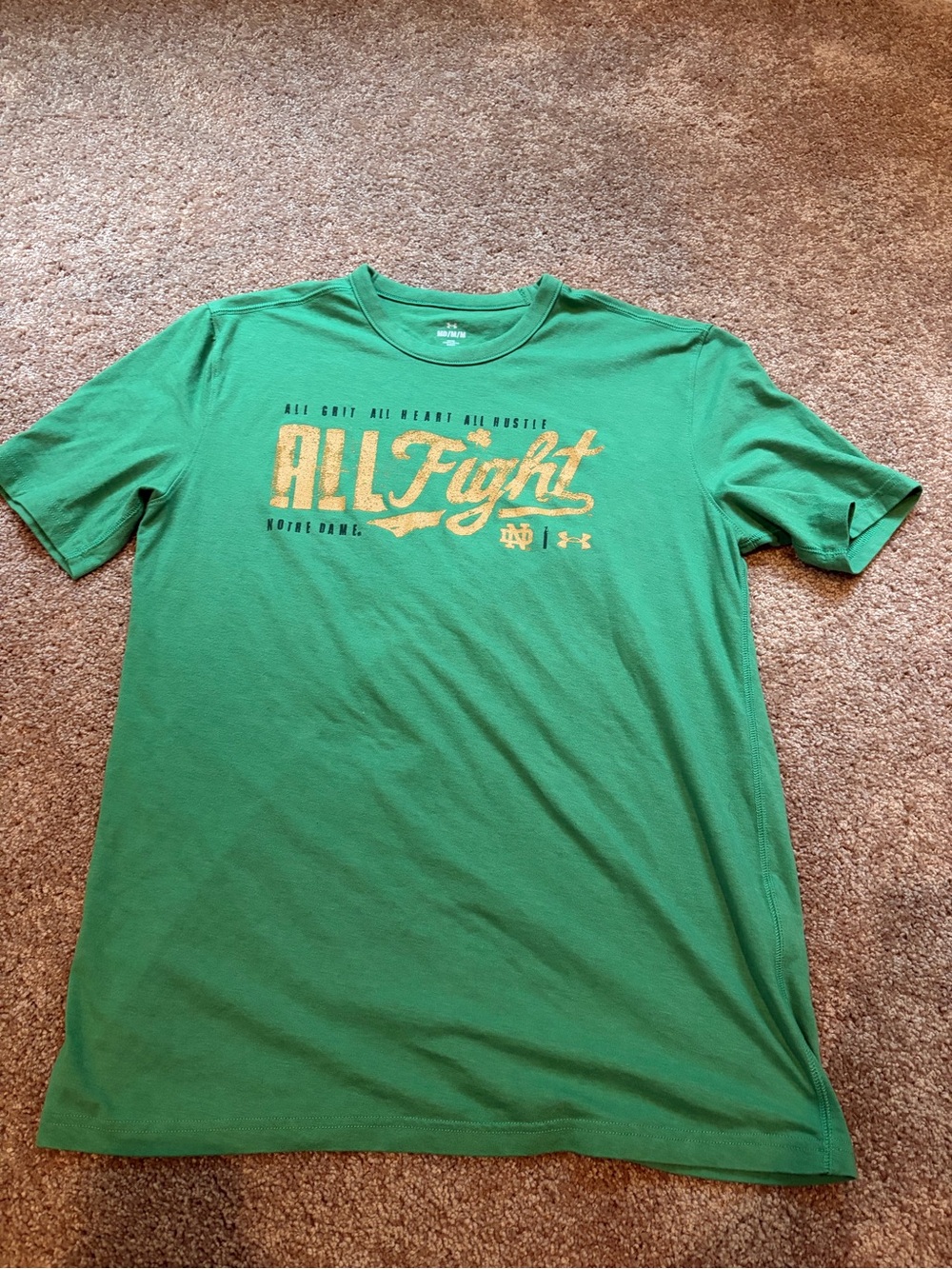 Under Armour Notre Dame Green Short-Sleeve 'All Fight' Graphic Tee